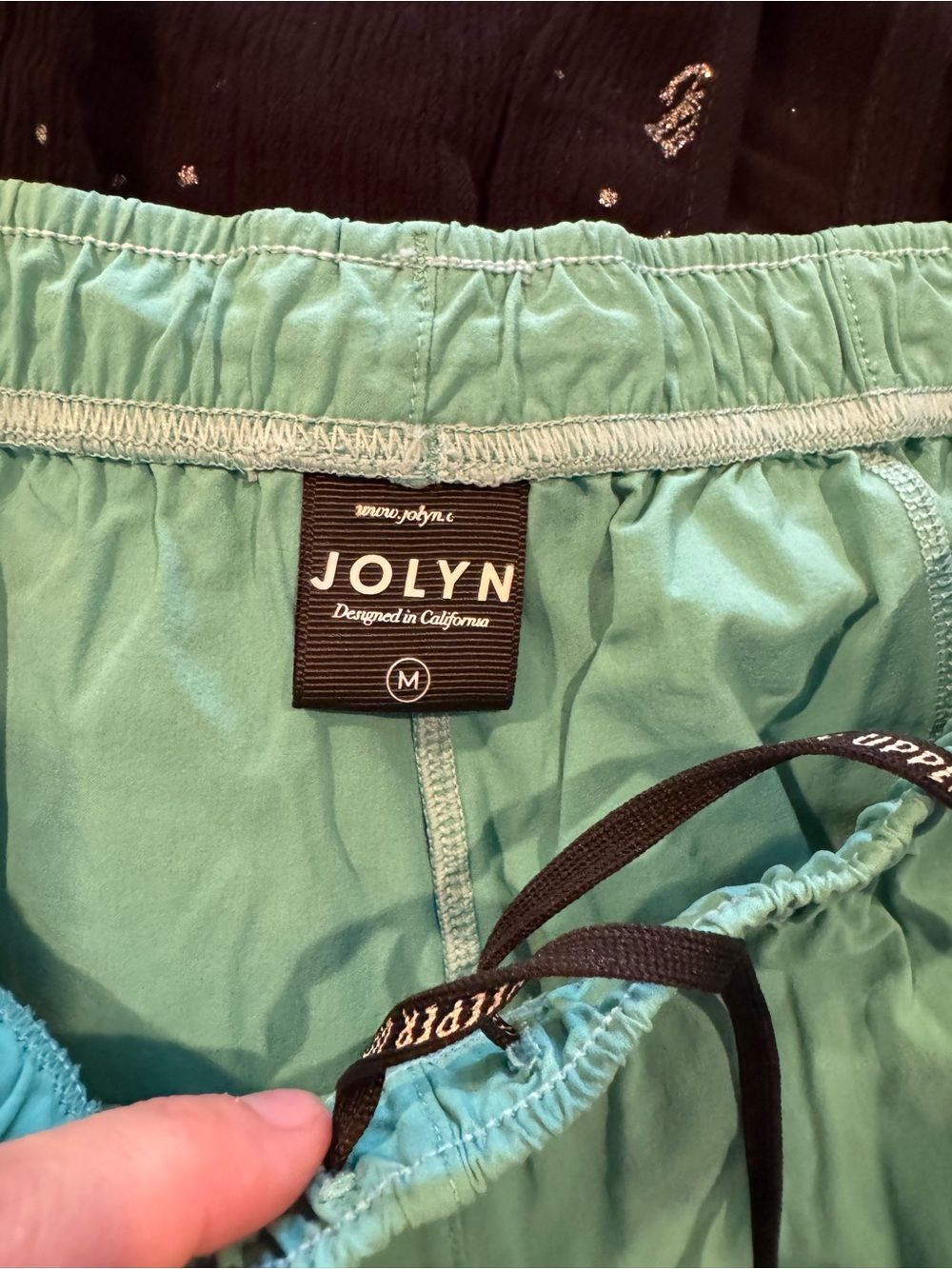 JOLYN Aqua Blue Tie Waist Nylon Quick Dry Dolphin Summer Beach Shorts Size M - Picture 6 of 7